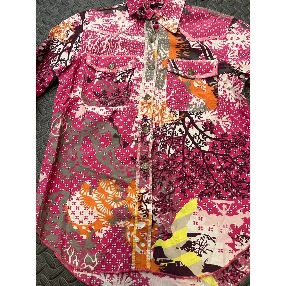 Vintage 90s Kenzo Jeans Multicolor AOP Floral Pattern Print Pink Womens 38 US 6 - Picture 2 of 9